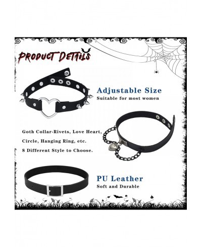 8pcs Punk Leather Choker Necklace O-Ring Heart Circle Shape Vintage Halloween Costume Accessory Goth Collar Chokers for Women...