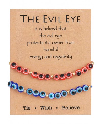 2 Pcs Evil Eye Bracelets for Women Mexican Bracelets Turkish Blue Evil Eye Bracelet Sets Lucky Evil Eye Beads Bracelet for Co...