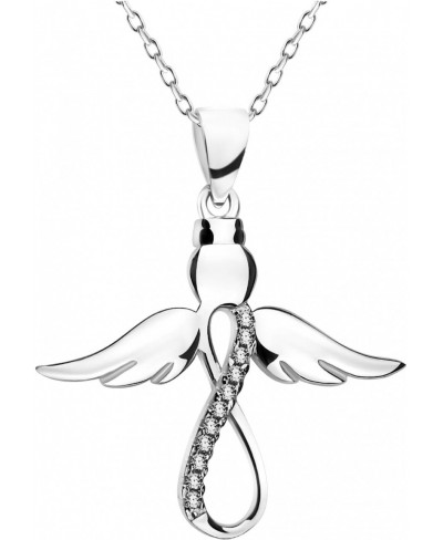 Women's Necklace 925 Silver - with Zirconia Stones - Guardian Angel Pendant - 50157 $36.11 Pendant Necklaces