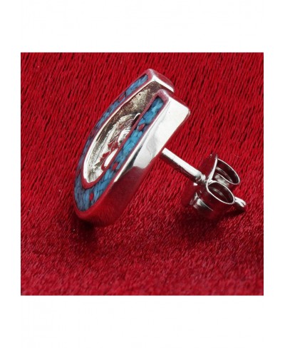 Turquoise Gemstone Horseshoe Southwestern Style Sterling Silver Post Back Stud Earrings $43.86 Stud