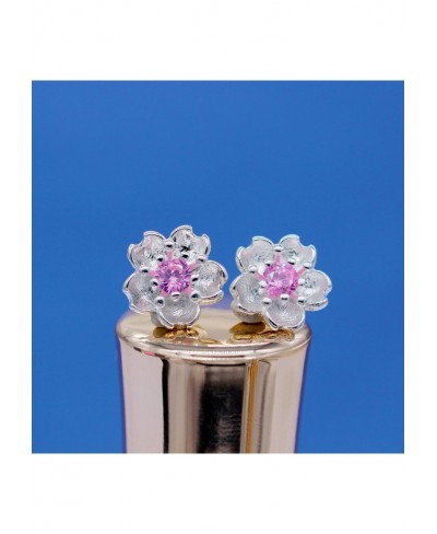 Pink Purple Crystal Stone Flower Earrings and Necklace Jewelry Set for Bridal Women White Gold Plated DT340 $11.55 Jewelry Sets