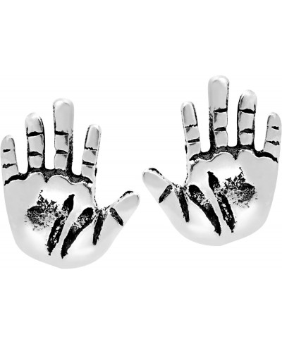 Unique Hand Print High Five .925 Sterling Silver Stud Earrings $10.13 Stud