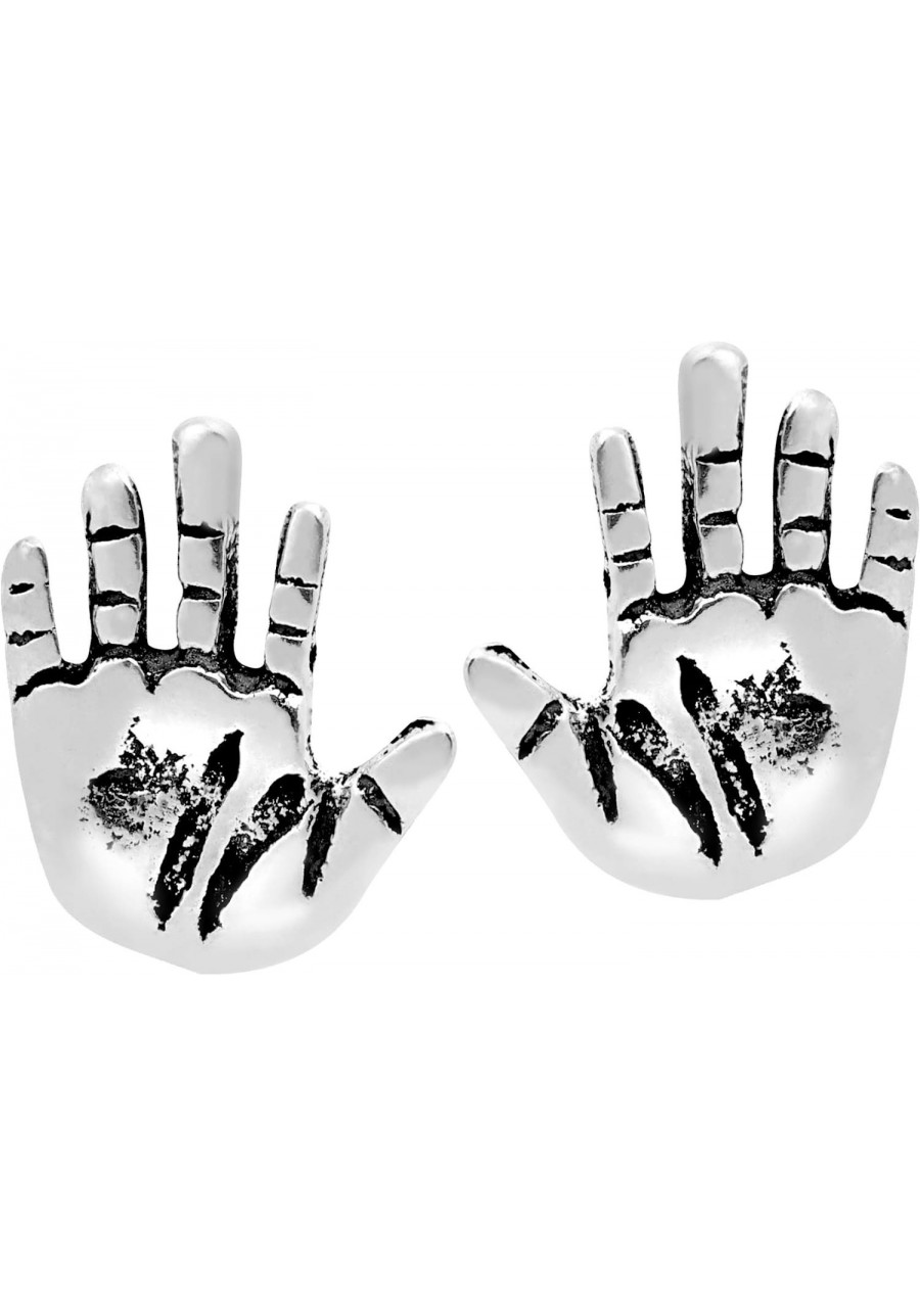 Unique Hand Print High Five .925 Sterling Silver Stud Earrings $10.13 Stud