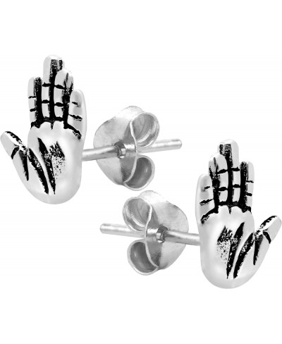 Unique Hand Print High Five .925 Sterling Silver Stud Earrings $10.13 Stud