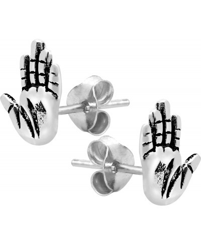 Unique Hand Print High Five .925 Sterling Silver Stud Earrings $10.13 Stud