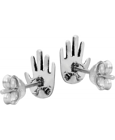 Unique Hand Print High Five .925 Sterling Silver Stud Earrings $10.13 Stud