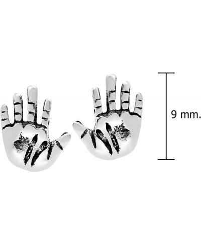 Unique Hand Print High Five .925 Sterling Silver Stud Earrings $10.13 Stud