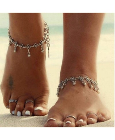 Boho Anklet Vintage Beads Ankle Bracelet Foot Jewelry for Women Summer Barefoot Beach Anklet(set of 2) $9.10 Anklets
