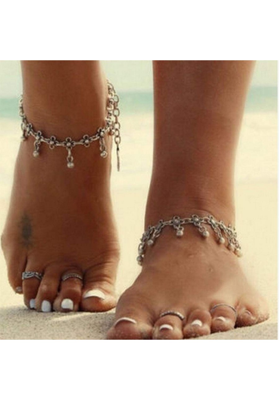 Boho Anklet Vintage Beads Ankle Bracelet Foot Jewelry for Women Summer Barefoot Beach Anklet(set of 2) $9.10 Anklets