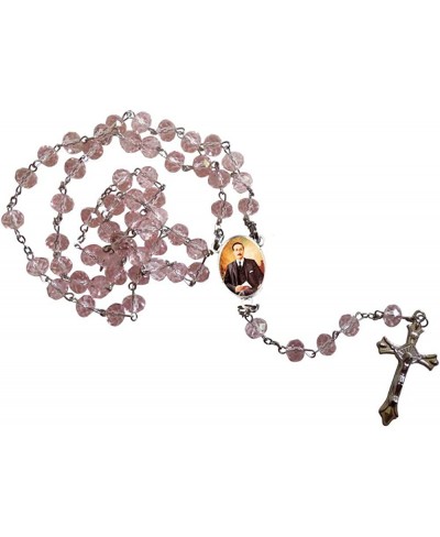 Jose Gregorio Hernandez Medico Venezolano Rosario de cuentas color Rosa Faceted Rondelle 8mm Beads Rosary with Tertium Millen...
