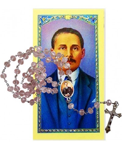 Jose Gregorio Hernandez Medico Venezolano Rosario de cuentas color Rosa Faceted Rondelle 8mm Beads Rosary with Tertium Millen...