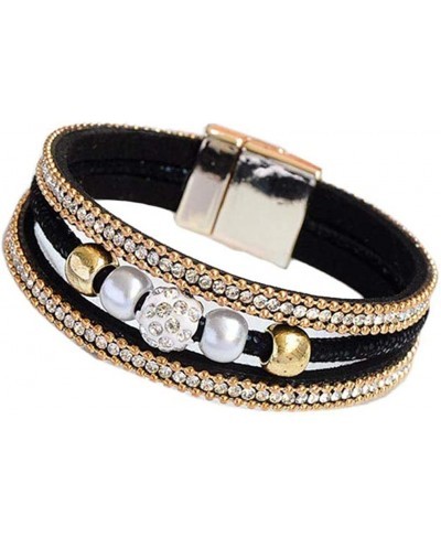 Multi-Layer Leather Bracelet Beads Wrap Cuff Bangle for Women Girls with Magnetic Buckle $7.24 Wrap