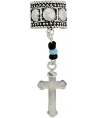 Sterling Silver Detailed Circle Band Cross Dangle Ear Cuff $38.12 Cuffs & Wraps