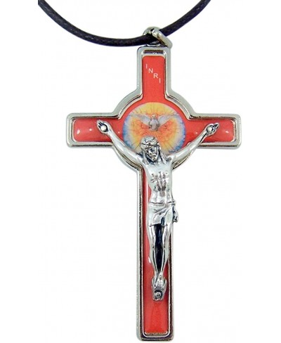 Silver Tone and Orange Enamel Confirmation Crucifix Pendant 3 Inch $22.73 Pendants & Coins