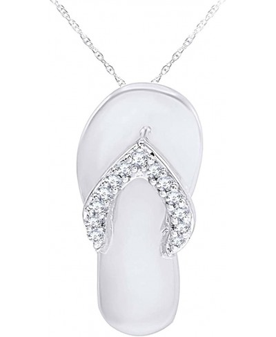 US 0.12 Ct Round Cubic Zirconia Flip-Flop Pendant Necklace in 14K Gold Over Sterling Silver $44.66 Pendant Necklaces