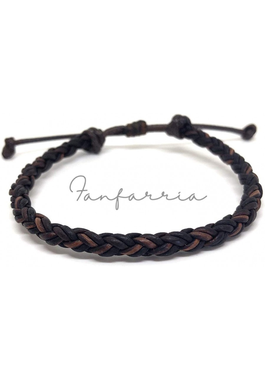 Key West I Braided Brown Leather Bracelet - 100% Handmade Adjustable Band (6.5) $14.75 Wrap