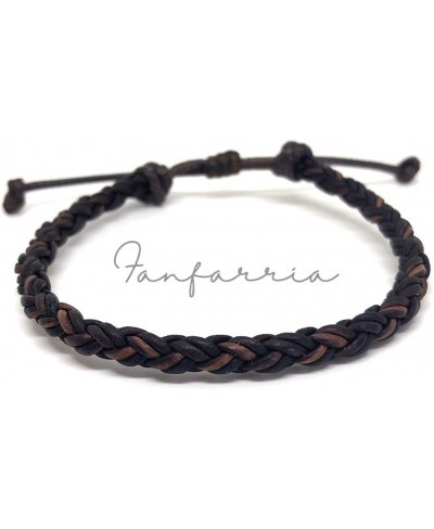 Key West I Braided Brown Leather Bracelet - 100% Handmade Adjustable Band (6.5) $14.75 Wrap