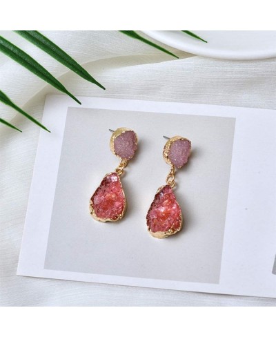 Geometric Statement Earrings Resin Druzy Stone Drop Earrings Irregular Faux Crystal Dangle Earring Jewelry for Women Girl Gif...