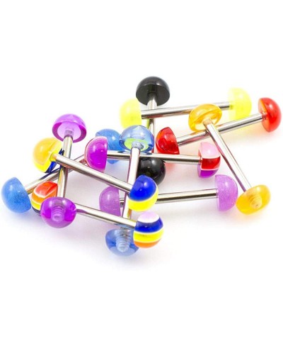 Pack of 10 Straight Barbells 14g with Half Ball Colorful Design $9.20 Piercing Jewelry