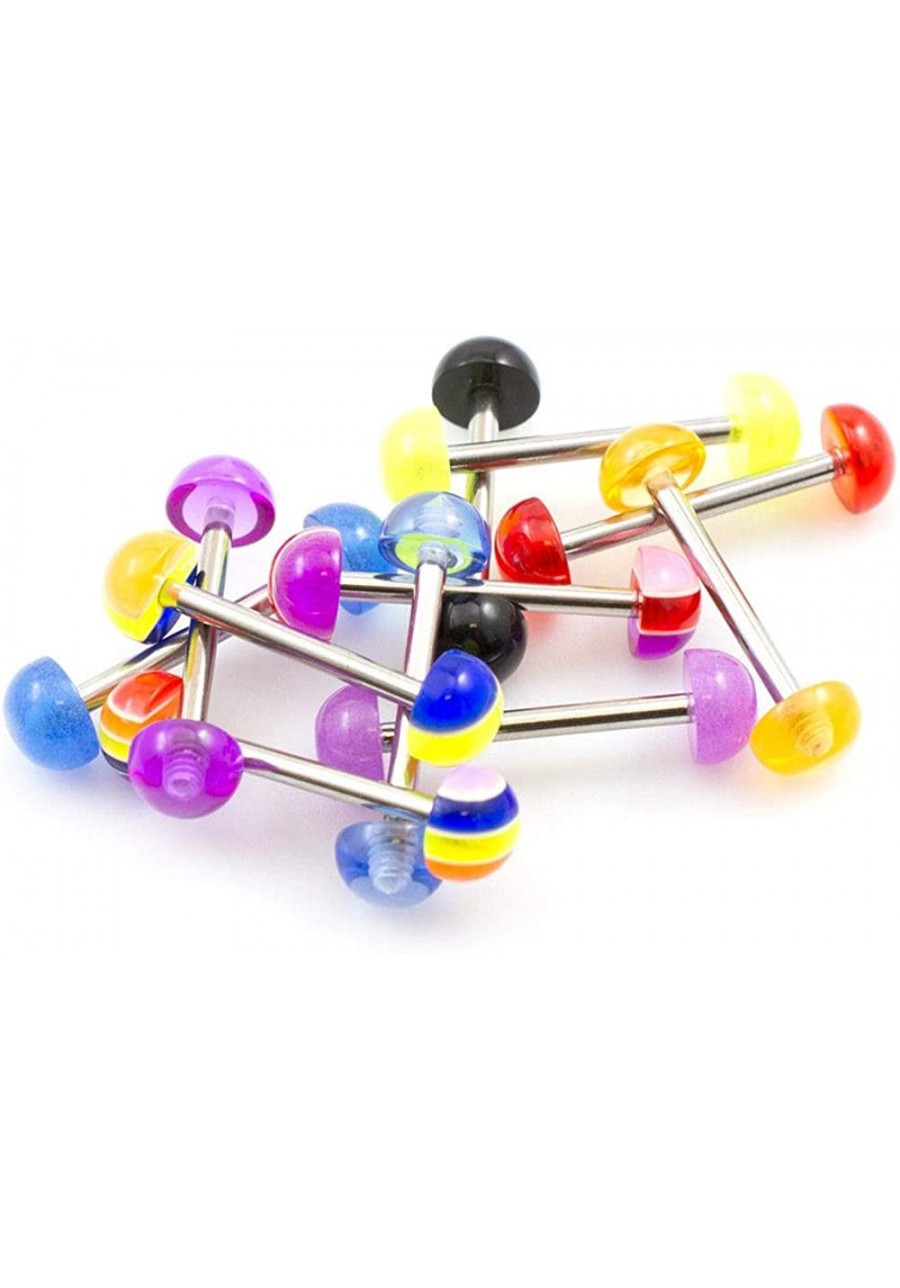 Pack of 10 Straight Barbells 14g with Half Ball Colorful Design $9.20 Piercing Jewelry