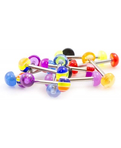 Pack of 10 Straight Barbells 14g with Half Ball Colorful Design $9.20 Piercing Jewelry