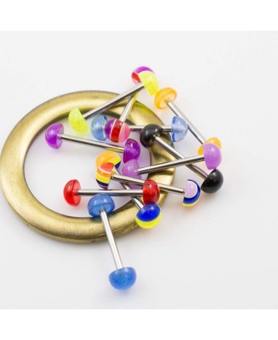 Pack of 10 Straight Barbells 14g with Half Ball Colorful Design $9.20 Piercing Jewelry