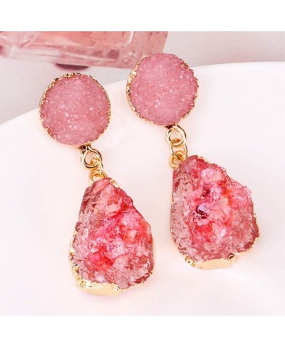 Geometric Statement Earrings Resin Druzy Stone Drop Earrings Irregular Faux Crystal Dangle Earring Jewelry for Women Girl Gif...