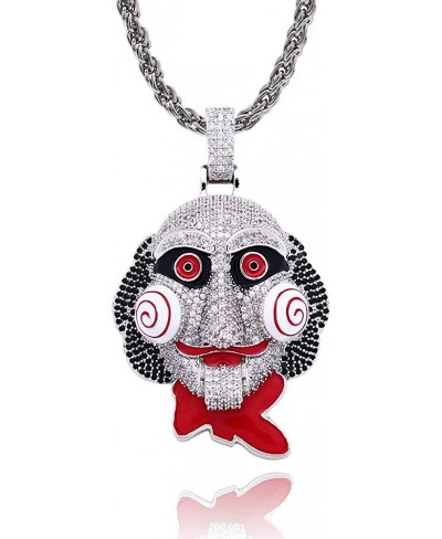 Hip Hop Iced Out Bling Chain Clown 69 Pendant Halloween Cosplay Horrifying Inspired Necklace with 24" Rope Chain (Silver) $52...