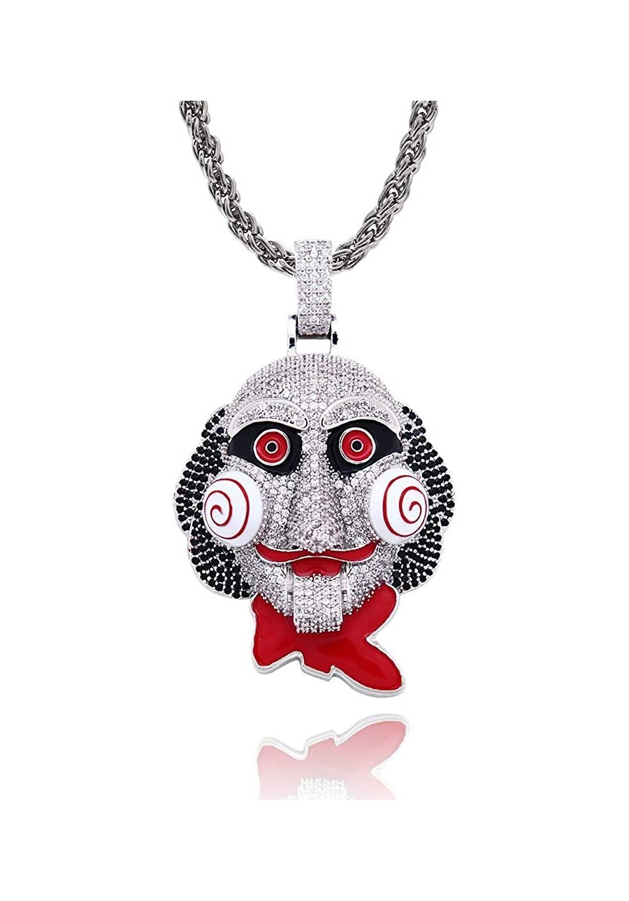 Hip Hop Iced Out Bling Chain Clown 69 Pendant Halloween Cosplay Horrifying Inspired Necklace with 24" Rope Chain (Silver) $52...