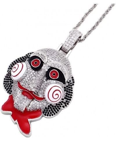 Hip Hop Iced Out Bling Chain Clown 69 Pendant Halloween Cosplay Horrifying Inspired Necklace with 24" Rope Chain (Silver) $52...