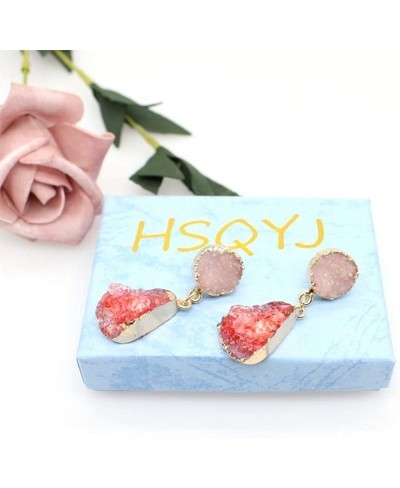 Geometric Statement Earrings Resin Druzy Stone Drop Earrings Irregular Faux Crystal Dangle Earring Jewelry for Women Girl Gif...