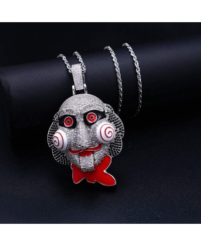 Hip Hop Iced Out Bling Chain Clown 69 Pendant Halloween Cosplay Horrifying Inspired Necklace with 24" Rope Chain (Silver) $52...