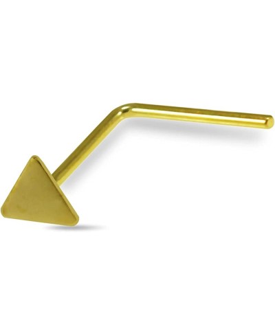 9K Solid Yellow Gold Flat Plain Triangle 22 Gauge L Bend Nose Stud Piercing Jewelry $16.99 Piercing Jewelry