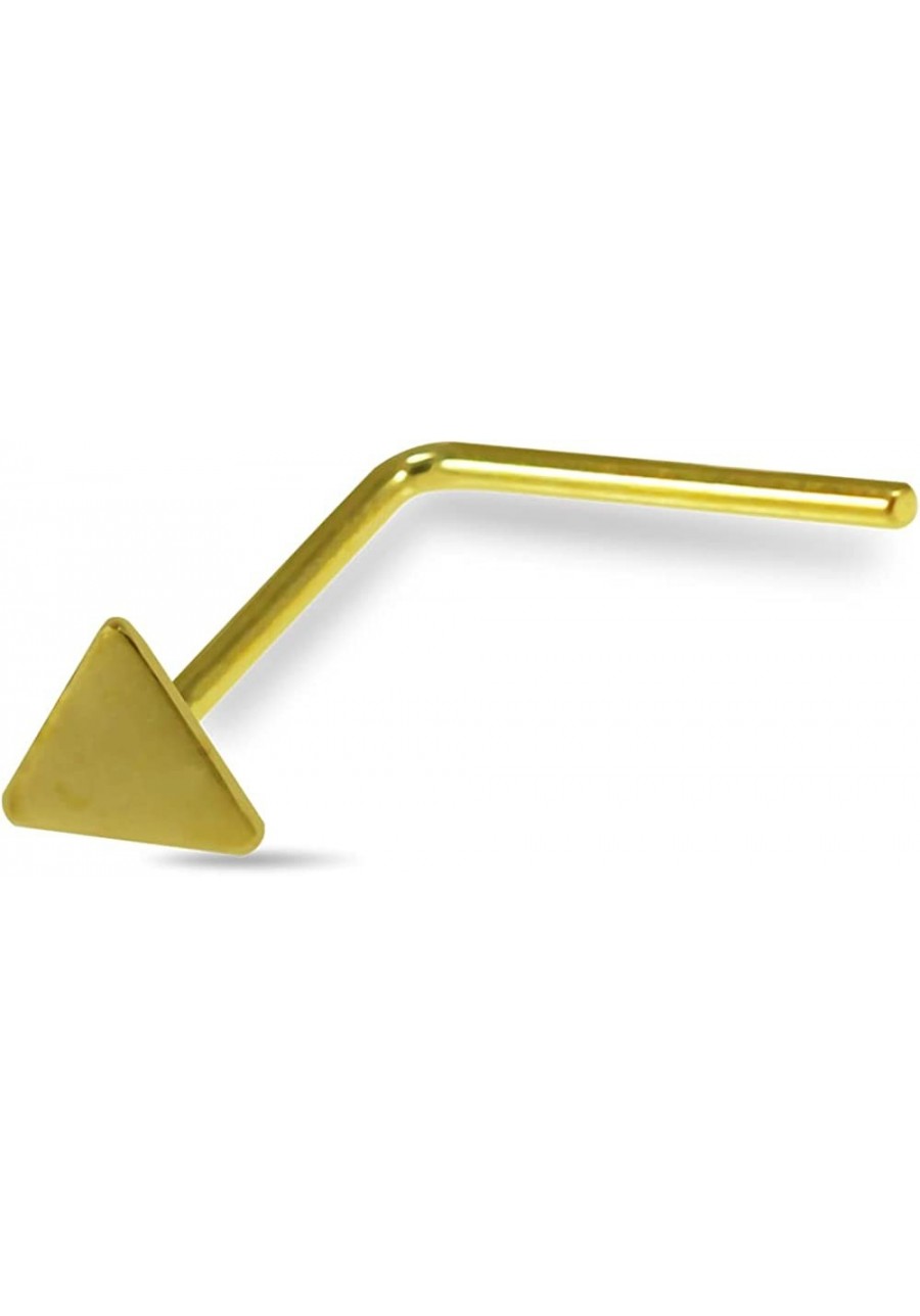 9K Solid Yellow Gold Flat Plain Triangle 22 Gauge L Bend Nose Stud Piercing Jewelry $16.99 Piercing Jewelry