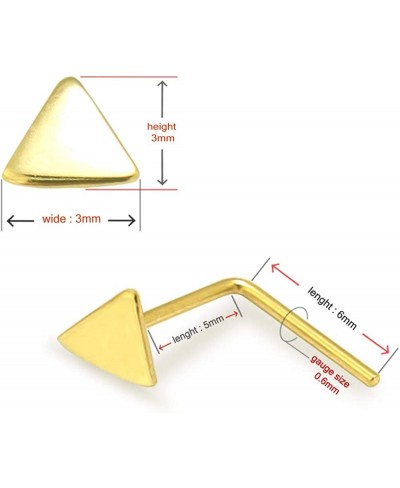 9K Solid Yellow Gold Flat Plain Triangle 22 Gauge L Bend Nose Stud Piercing Jewelry $16.99 Piercing Jewelry