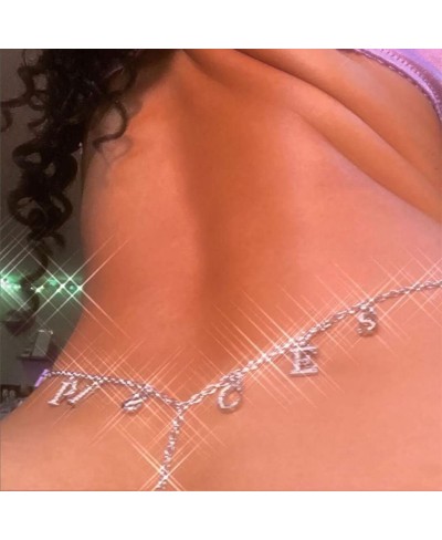 Letter Belly Waist Chain Silver Constellation Chains Bikini Beach Body Jewelry Accessories for Women and Girls (D silver) $10...
