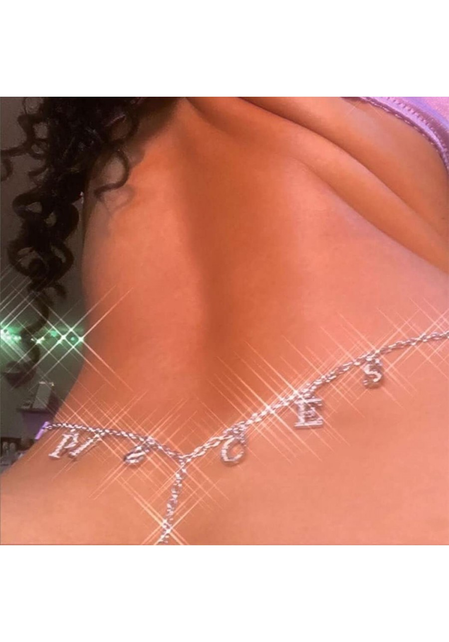 Letter Belly Waist Chain Silver Constellation Chains Bikini Beach Body Jewelry Accessories for Women and Girls (D silver) $10...