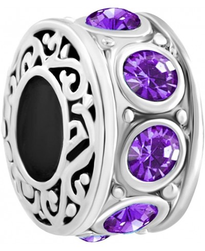 Filigree Charm Crystal Birthstone Spacer Round Beads Fit Charms Bracelet $18.08 Charms & Charm Bracelets