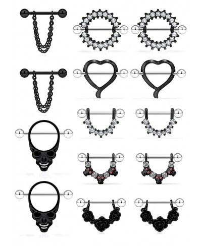 Nipple Rings for Women Nipple Piercing Jewelry 14G Nipple Rings Surgical Steel Screw Dangle Nipplerings Nipple Shield Ring Ba...