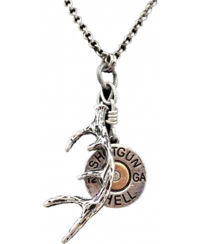 Western Shotgun Bullet Shell Buck Antler Charms Pendant Necklace with Earrings Copper Silver $33.12 Jewelry Sets