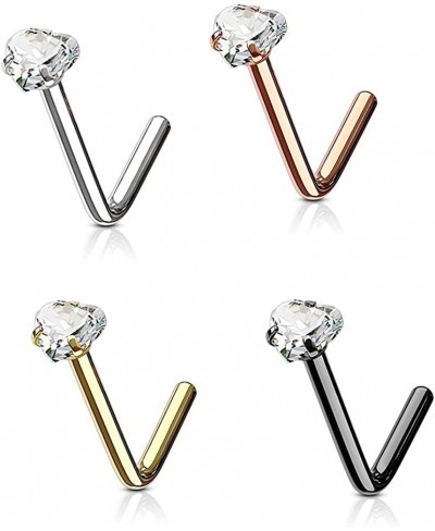 Nose Ring Stud L Bend Shape Surgical Steel Screw Heart CZ Gem 1pc 20G 18G 6MM $5.89 Piercing Jewelry