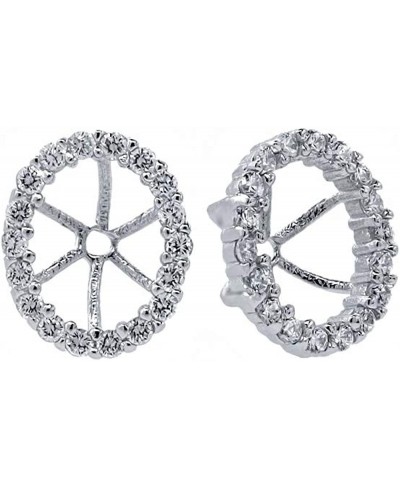 925 Sterling Silver White Zirconia Removable Jacket Fits 7X5MM Oval Stud Earrings For Women $15.58 Earring Jackets