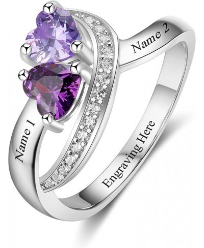 Personalized 2 Simulated Birthstone Rings Mother Ring Engagement Name Ring Women Wedding Rings for Her $34.69 Engagement Rings