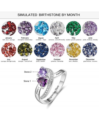 Personalized 2 Simulated Birthstone Rings Mother Ring Engagement Name Ring Women Wedding Rings for Her $34.69 Engagement Rings