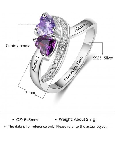 Personalized 2 Simulated Birthstone Rings Mother Ring Engagement Name Ring Women Wedding Rings for Her $34.69 Engagement Rings