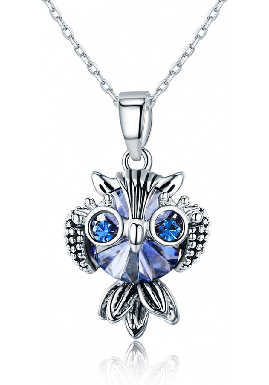 Blue Owl Pendant Necklace Made with Swarovski Crystals (2.5 cttw) $27.11 Pendant Necklaces