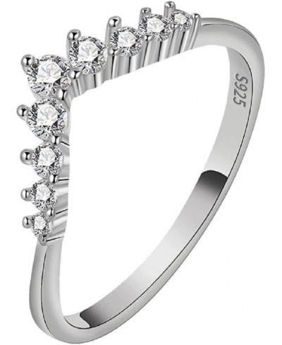 925 Sterling Silver Natural Diamond Stylish V-Shaped Microset Zircon Ring Cubic Zirconia Promise Rings CZ Shiny Anillos Para ...