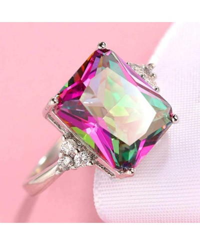 Rhodium Plated Huge Size Princess Cut Cubic Zircon Wedding Engagement Proposal Ring $11.61 Engagement Rings