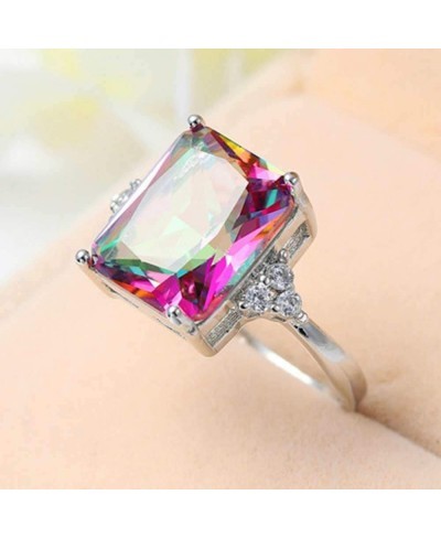 Rhodium Plated Huge Size Princess Cut Cubic Zircon Wedding Engagement Proposal Ring $11.61 Engagement Rings