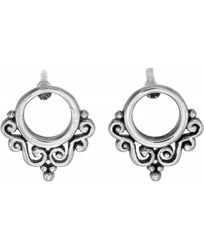 Sterling Silver Balinese Filigree Circle Stud Earrings $15.31 Stud